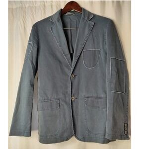Open Lab Dark Chambray Blazer Made in Italy Moto School Boy Style Size 48